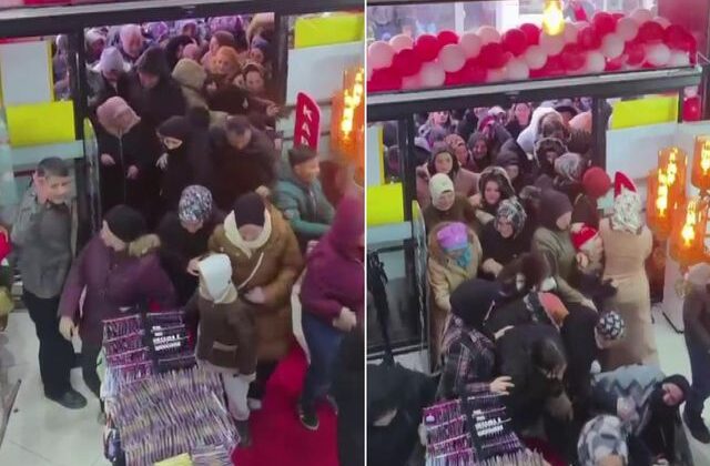Mağaza açılışında indirim izdihamında birbirini ezdiler