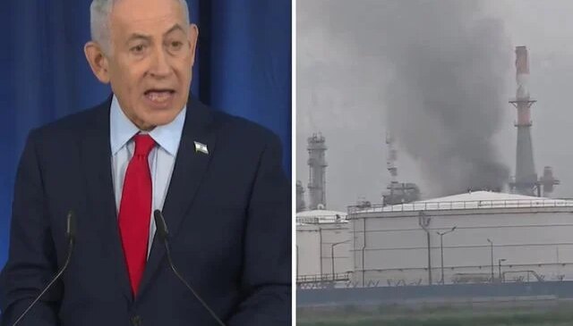 Netanyahu konuşurken, İran İsrail’in rafinelerini füzelerle vurdu