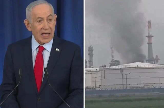 Netanyahu konuşurken, İran İsrail’in rafinelerini füzelerle vurdu