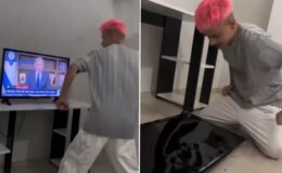 Netanyahu’nun görüntüsüne dayanamadı, televizyonu parçaladı