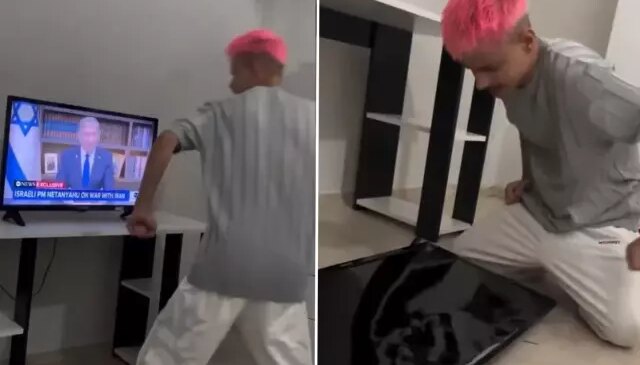 Netanyahu’nun görüntüsüne dayanamadı, televizyonu parçaladı