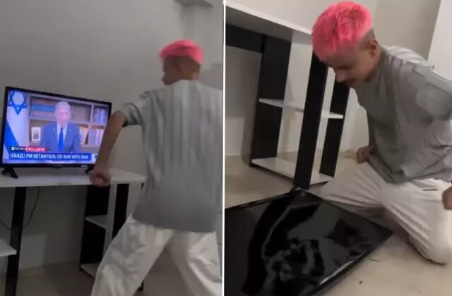 Netanyahu’nun görüntüsüne dayanamadı, televizyonu parçaladı