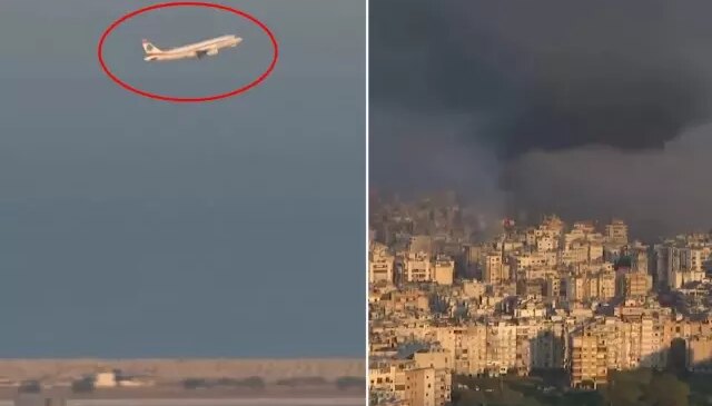 Füzeler başkenti yangın yerine çevirirken yolcu uçağı böyle kalktı