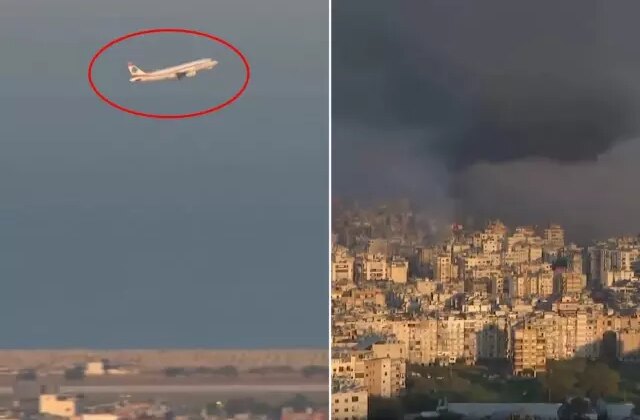 Füzeler başkenti yangın yerine çevirirken yolcu uçağı böyle kalktı