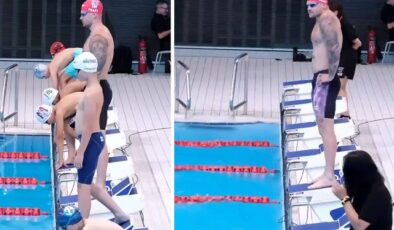 Rakiplerinden 20 saniye sonra suya atladı sonuç inanılmaz