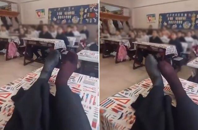 Sınıfta çekilen görüntüye tepki yağıyor