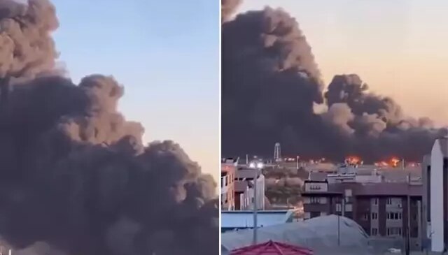 Tahran’ın batısında yangın, saldırı sonrası şehir duman altında