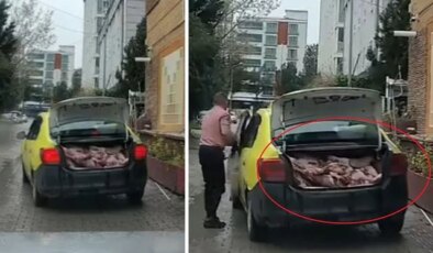 Akılalmaz görüntü! Taksi bagajında kilolarca et sevkiyatı