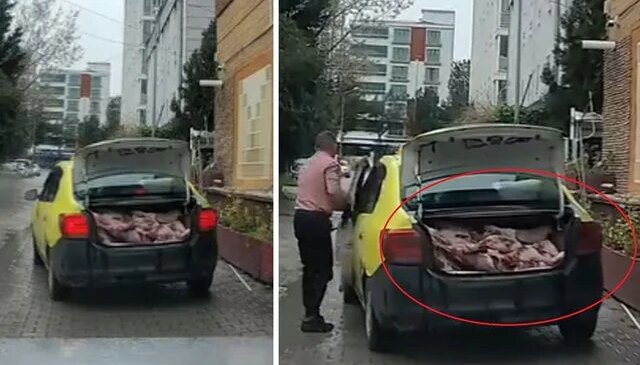 Akılalmaz görüntü! Taksi bagajında kilolarca et sevkiyatı