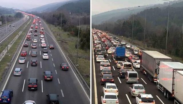 Tatilcilerin dönüş yoğunluğu! Kilometrelerce araç kuyruğu oluştu