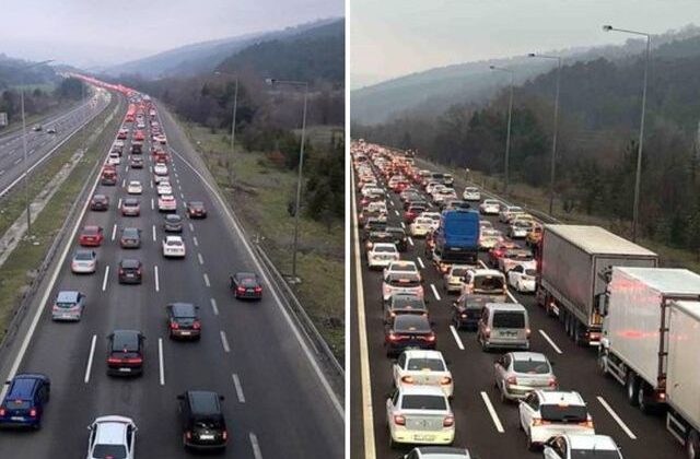 Tatilcilerin dönüş yoğunluğu! Kilometrelerce araç kuyruğu oluştu