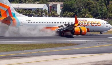 Tayland’da yolcu uçağı sert iniş yaptı: Uçağın iniş takımı koptu