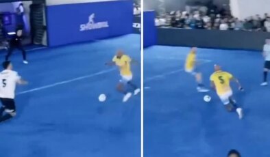 Topu uzaklaştırmak isterken seyirciye kabusu yaşattı