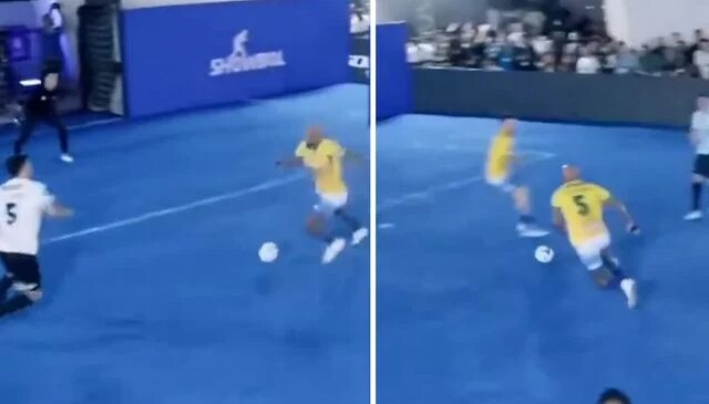 Topu uzaklaştırmak isterken seyirciye kabusu yaşattı