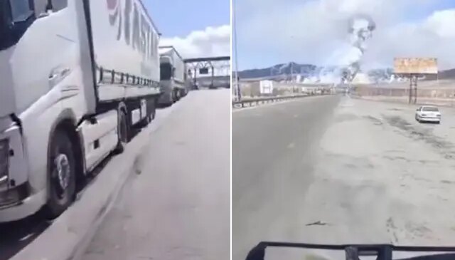 Türk tır şoförü savaşın ortasında kaldı: Evet arkadaşlar yolumuzu kestiler