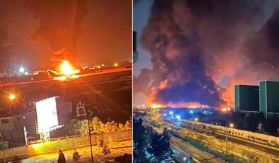 Uluslararası havalimanı vuruldu, dumanlar kilometrelerce uzaktan görüldü