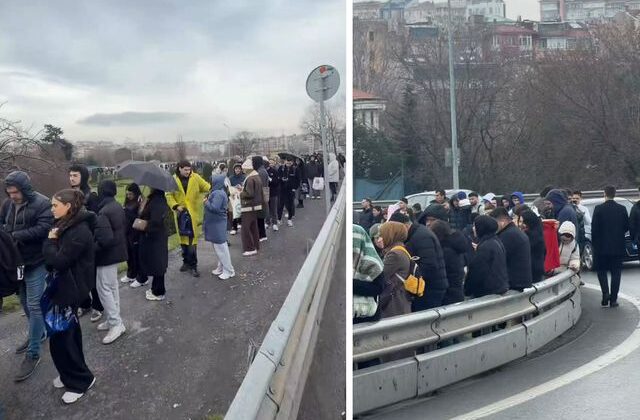 Yağmura çamura aldırmadılar! Ne kuyruğu olduğunu tahmin edemezsiniz