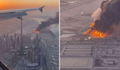 Yolcu uçağındaki turist, İran’ın vurduğu dev fabrikayı görüntüledi