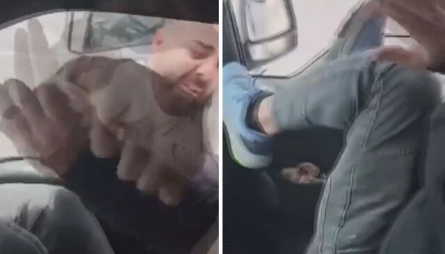 Kamyonetin yanına geldi, sürücüye camdan dehşeti yaşattı