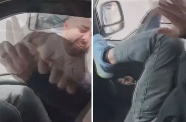 Kamyonetin yanına geldi, sürücüye camdan dehşeti yaşattı