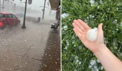 ABD’de beyzbol topu büyüklüğünde yağan dolu araçları mahvetti