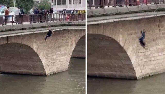 Köprüden nehre atlayan şahsı ekipler kurtardı