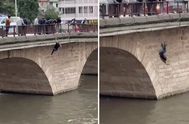 Köprüden nehre atlayan şahsı ekipler kurtardı