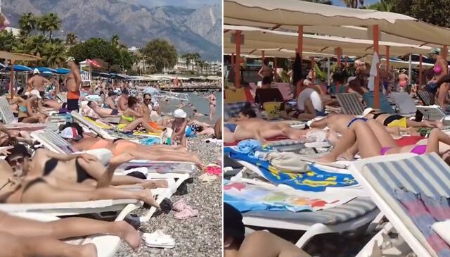Antalya’da sıcak havayı gören Rus turistler plajlara akın etti