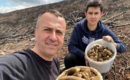 Baba ve oğlunun yüzünü güldüren mantar avı