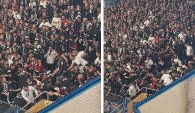 Beşiktaş taraftarları derbiyi bırakıp birbirini yumrukladı