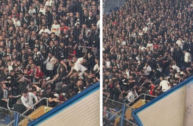 Beşiktaş taraftarları derbiyi bırakıp birbirini yumrukladı