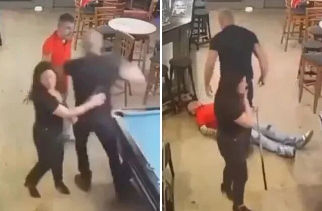 Bilardo masasında taciz intikamı! Karısına dokunan adamı tek yumrukla nakavt etti!