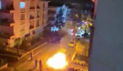 Kayınvalidesinin evinin önünde aracını yakıp, havaya ateş açtı