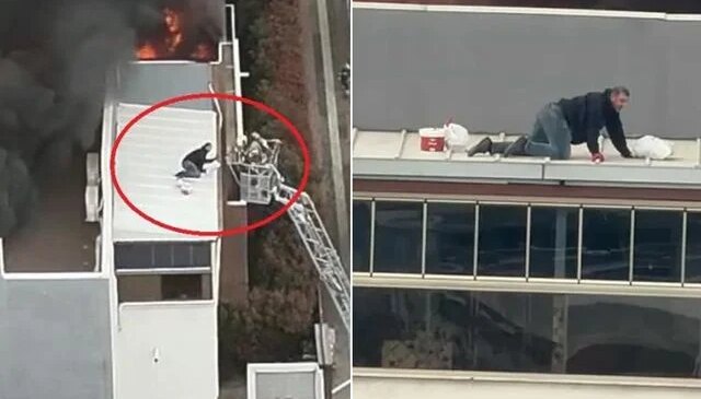 8 katlı apartmanın çatısında can pazarı! O anlar kamerada