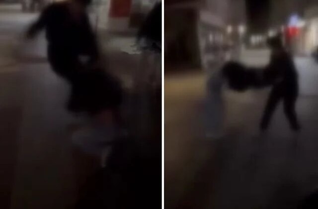 Bursa’da genç kızların saç saça kavgası kamerada