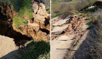 Bursa’da heyelan: Kırsal mahalleleri bağlayan yol ulaşıma kapandı