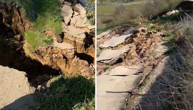 Bursa’da heyelan: Kırsal mahalleleri bağlayan yol ulaşıma kapandı