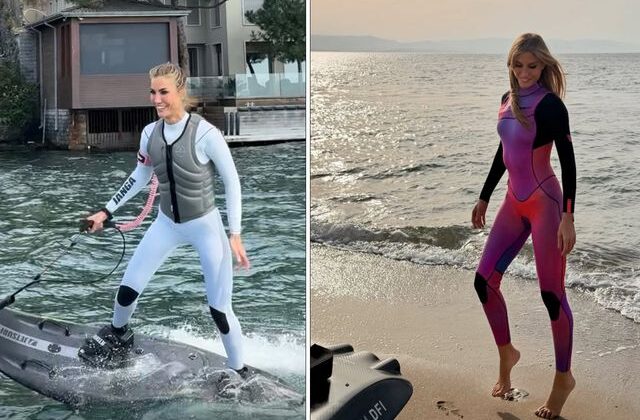 Çağla Şıkel’den cesaret isteyen spor! Suyun üzerinde adeta şov yaptı