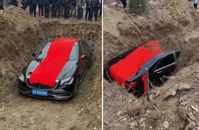 Çin’de 20 milyon TL’lik lüks otomobili gömdüler