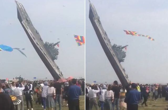 Çin’de tuhaf görüntü! Uçak gemisine benzeyen kağıttan uçak yaptılar