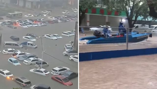 Çin’in Qinzhou şehri tamamen sulara gömüldü