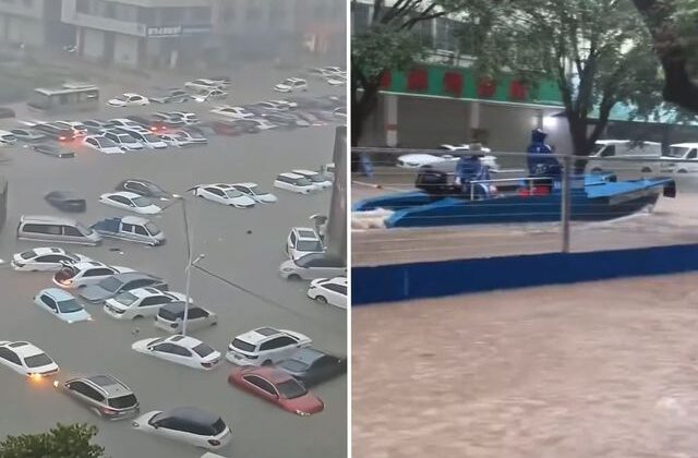 Çin’in Qinzhou şehri tamamen sulara gömüldü