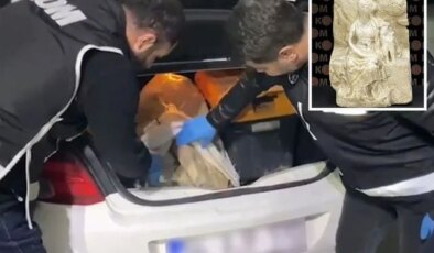 Edirne’de yurt dışına kaçırılmak istenen 2 bin yıllık heykel ele geçirildi