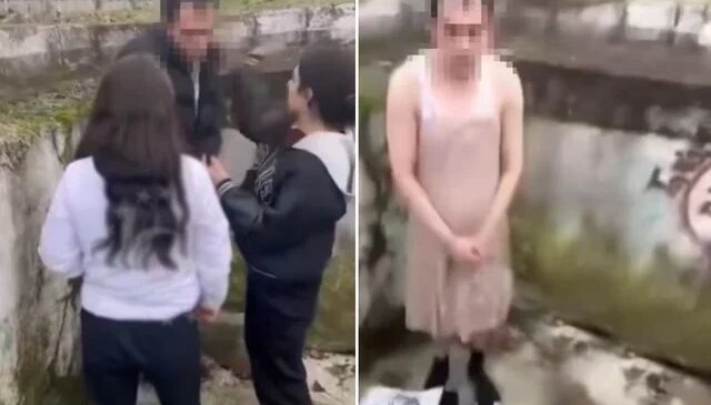 Genç kızı taciz eden adamı darbedip kadın kıyafeti giydirdiler