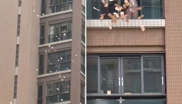 Gökten servet yağdı: Pencereden aşağı milyonları savurdu