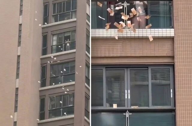 Gökten servet yağdı: Pencereden aşağı milyonları savurdu