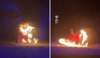 Gösteride elbisesi alev alan dansçı nehire atlayarak canını kurtardı