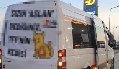 Göztepeli taraftar, Galatasaray maçı öncesi aracının arkasına astığı pankartla olay çıkardı