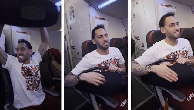 Hakan Çalhanoğlu ve takım arkadaşları, ‘Bir oluruz yolunda’ şarkısıyla coştu