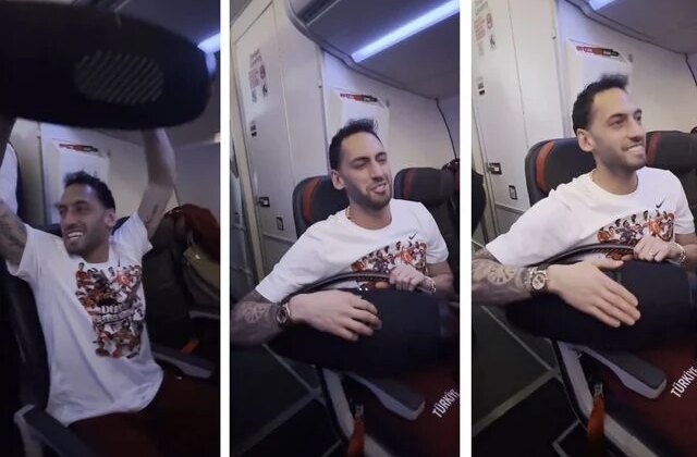 Hakan Çalhanoğlu ve takım arkadaşları, ‘Bir oluruz yolunda’ şarkısıyla coştu